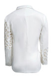 Work Elegant Solid Hollowed Out Turn-back Collar Outerwear