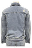 Casual Solid Patchwork Turndown Collar Outerwear