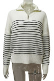 Casual Plaid Striped Contrast Turndown Collar Tops