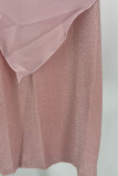 Sexy Color Block Sequins O Neck One Step Skirt Dresses