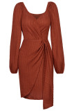 Casual Street Solid Bandage V Neck A Line Dresses