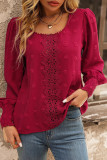 Elegant Solid Lace O Neck Tops