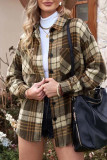 Casual Plaid Patchwork Turndown Collar Tops