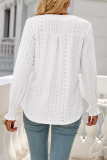 Casual Solid Hollowed Out Stringy Selvedge V Neck Tops