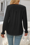 Casual Solid Hollowed Out Stringy Selvedge V Neck Tops