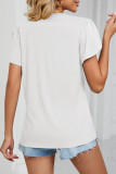 Casual Solid Patchwork V Neck T-Shirts