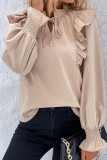 Casual Solid Flounce Tops
