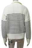 Casual Plaid Striped Contrast Turndown Collar Tops