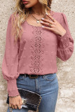 Elegant Solid Lace O Neck Tops