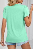 Casual Solid Patchwork V Neck T-Shirts