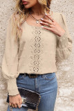 Elegant Solid Lace O Neck Tops