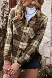 Casual Plaid Patchwork Turndown Collar Tops