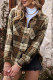 Casual Plaid Patchwork Turndown Collar Tops