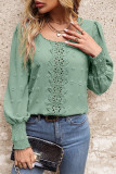 Elegant Solid Lace O Neck Tops
