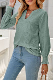 Casual Solid Hollowed Out Stringy Selvedge V Neck Tops