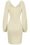 Casual Street Solid Bandage V Neck A Line Dresses