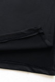 Sexy Solid High Opening Asymmetrical O Neck Irregular Dress Dresses