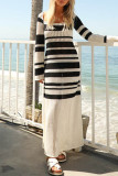 Sexy Vacation Color Block Hollowed Out Contrast Square Collar Beach Dress Dresses