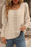 Elegant Solid Lace O Neck Tops