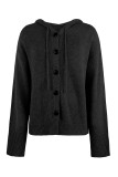 Casual Solid Buttons Hooded Collar Tops