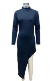 Sexy Solid Slit Half A Turtleneck Wrapped Skirt Dresses