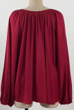 Casual Simplicity Solid Frenulum V Neck Tops