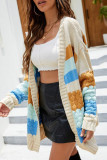 Elegant Color Block Contrast Cardigan Collar Tops