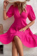 Elegant Solid Flounce V Neck Cake Skirt Dresses