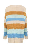 Elegant Color Block Contrast Cardigan Collar Tops