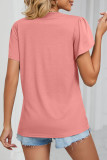 Casual Solid Patchwork V Neck T-Shirts