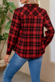 Casual Plaid Contrast Shirt Collar Tops
