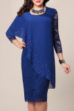 Elegant Solid Lace O Neck One Step Skirt Dresses