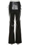Sexy Solid Frenulum Regular Mid Waist Pencil Solid Color Bottoms