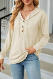 Casual Solid Buttons Hooded Collar Tops