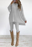 Casual Solid O Neck Long Sleeve Two Pieces
