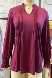 Elegant Simplicity Solid Fold V Neck Tops