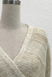 Casual Solid Patchwork V Neck Tops