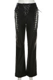 Sexy Solid Frenulum Regular Mid Waist Pencil Solid Color Bottoms