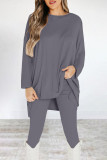 Casual Solid O Neck Long Sleeve Two Pieces