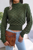 Street Solid Patchwork Half A Turtleneck Tops