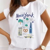 Casual Print O Neck T-Shirts