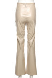 Sexy Solid Frenulum Regular Mid Waist Pencil Solid Color Bottoms