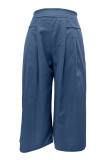 Casual Simplicity Solid Pocket Loose High Waist Wide Leg Solid Color Bottoms