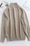 Casual Solid Patchwork Turtleneck Tops