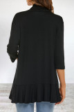 Elegant Solid Flounce POLO collar Outerwear
