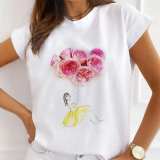 Casual Print O Neck T-Shirts