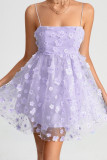 Sweet Elegant Solid Patchwork Sling Dress Dresses