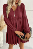 Casual Solid Patchwork V Neck A Line Dresses