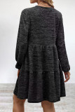 Casual Simplicity Solid Fold Square Collar Long Sleeve Dresses