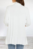 Elegant Solid Flounce POLO collar Outerwear